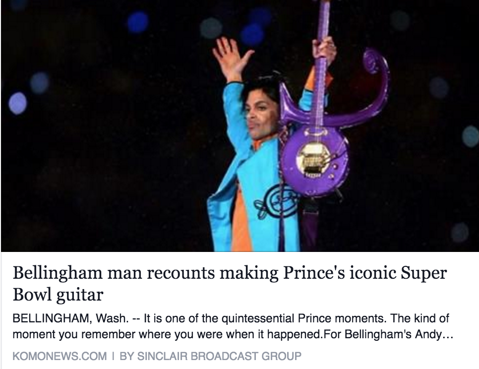 KOMO 4 News interview d'haitre guitars, Andy Beech - On Prince Passing